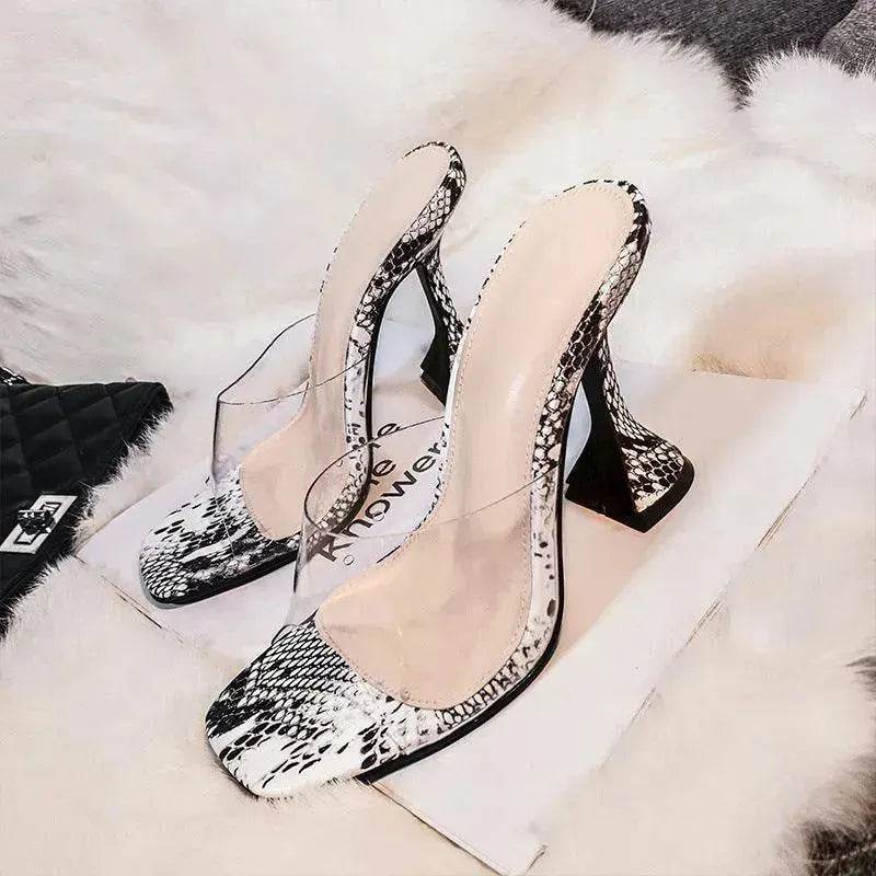 Women's high heel sandals with black stiletto heel - www.Shopthatapp.com