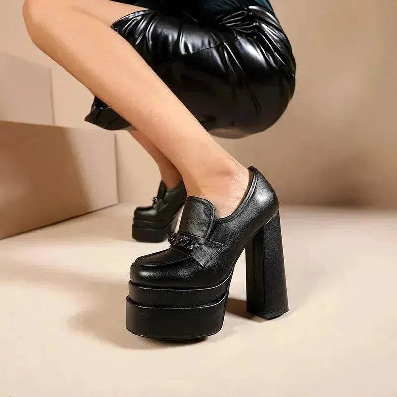 Women's High Heels Charming Platform Leather Shoes - www.Shopthatapp.com