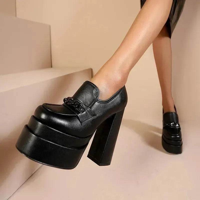 Women's High Heels Charming Platform Leather Shoes - www.Shopthatapp.com