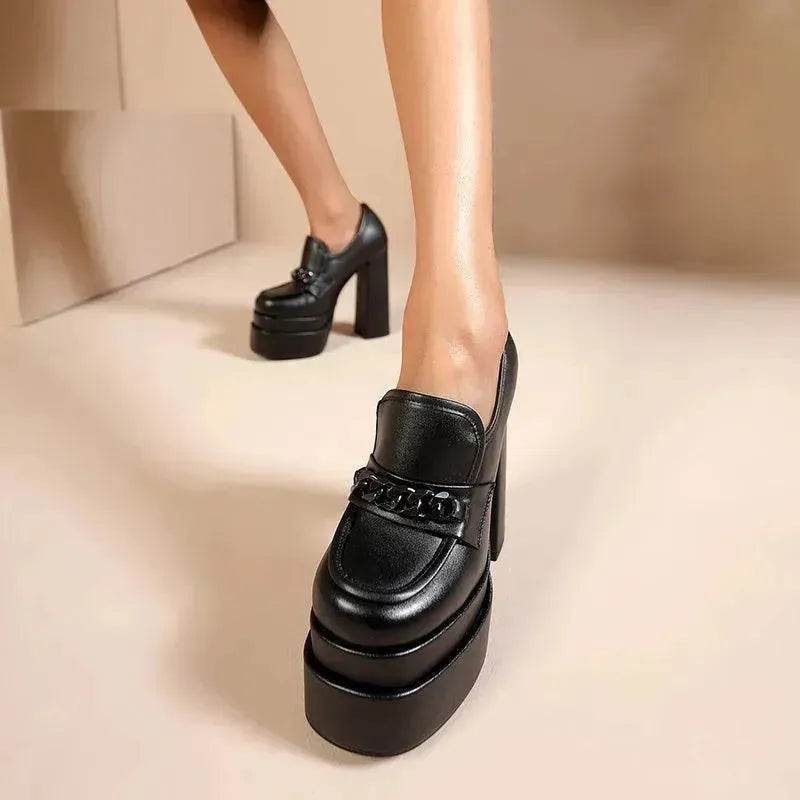 Women's High Heels Charming Platform Leather Shoes - www.Shopthatapp.com