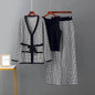 Women's Inverness V-neck Base Knitwear Wide-leg Trousers Three-piece Set - www.Shopthatapp.com