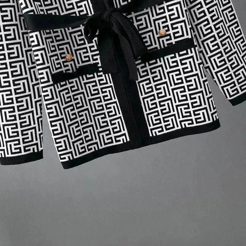 Women's Inverness V-neck Base Knitwear Wide-leg Trousers Three-piece Set - www.Shopthatapp.com