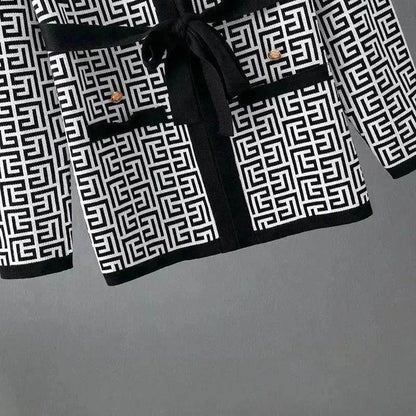 Women's Inverness V-neck Base Knitwear Wide-leg Trousers Three-piece Set - www.Shopthatapp.com