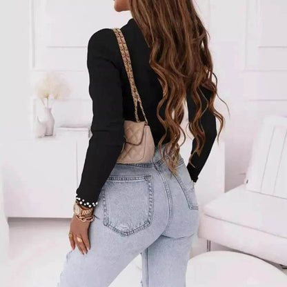 Women's Long-sleeved Tight Thread Top - www.Shopthatapp.com