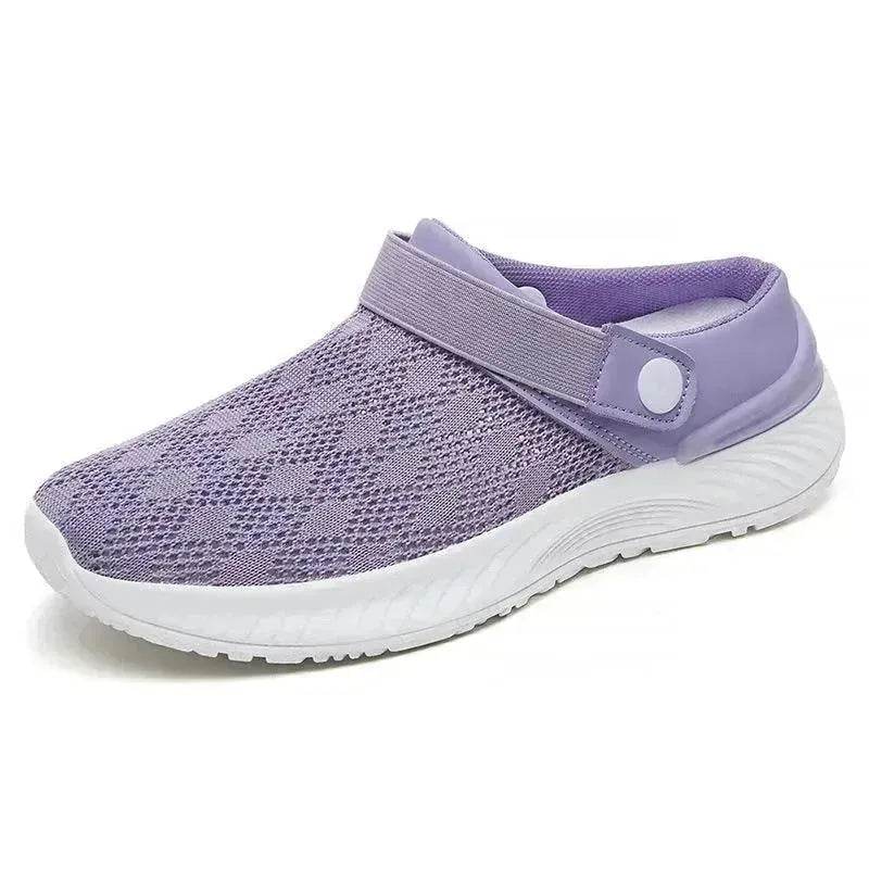 Women's Mesh Sandals Summer Breathable Lazy Slippers One-step Round Toe Half-slip  Beach Slippers . - www.Shopthatapp.com