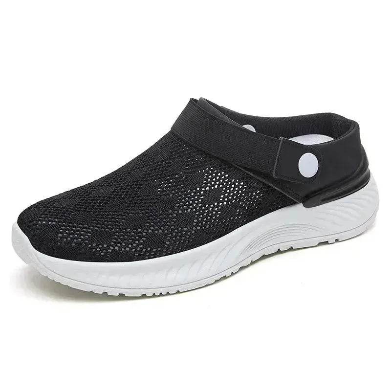 Women's Mesh Sandals Summer Breathable Lazy Slippers One-step Round Toe Half-slip  Beach Slippers . - www.Shopthatapp.com