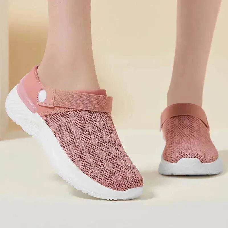 Women's Mesh Sandals Summer Breathable Lazy Slippers One-step Round Toe Half-slip  Beach Slippers . - www.Shopthatapp.com