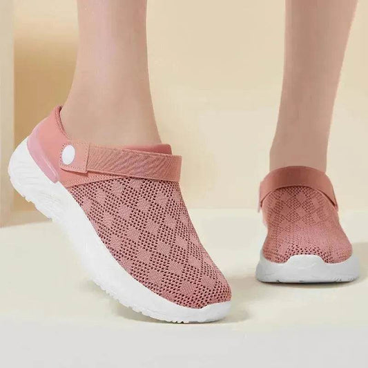 Women's Mesh Sandals Summer Breathable Lazy Slippers One-step Round Toe Half-slip  Beach Slippers . - www.Shopthatapp.com