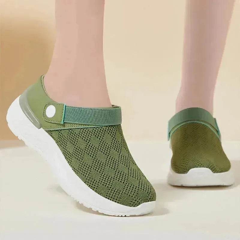 Women's Mesh Sandals Summer Breathable Lazy Slippers One-step Round Toe Half-slip  Beach Slippers . - www.Shopthatapp.com