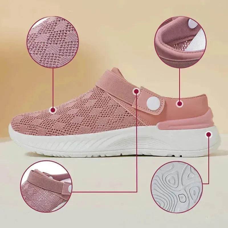 Women's Mesh Sandals Summer Breathable Lazy Slippers One-step Round Toe Half-slip  Beach Slippers . - www.Shopthatapp.com