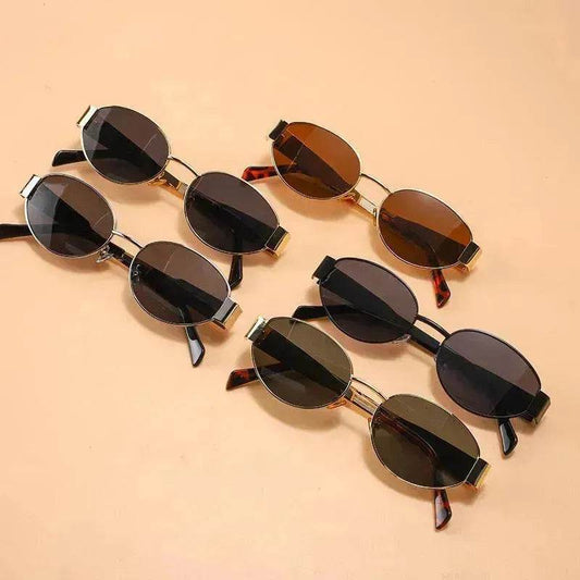 Women's Metal Retro Oval Sunglasses - www.Shopthatapp.com