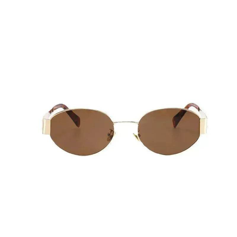 Women's Metal Retro Oval Sunglasses - www.Shopthatapp.com