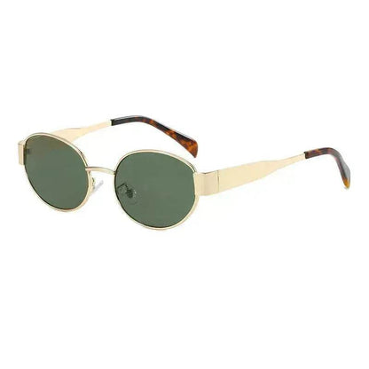 Women's Metal Retro Oval Sunglasses - www.Shopthatapp.com