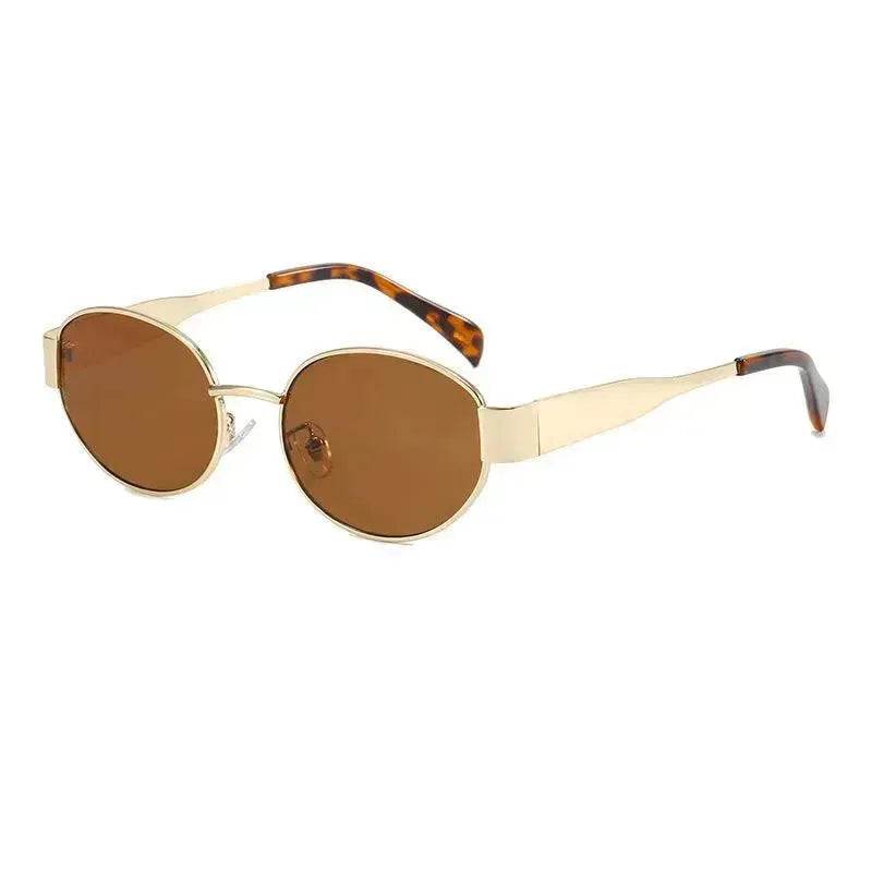 Women's Metal Retro Oval Sunglasses - www.Shopthatapp.com