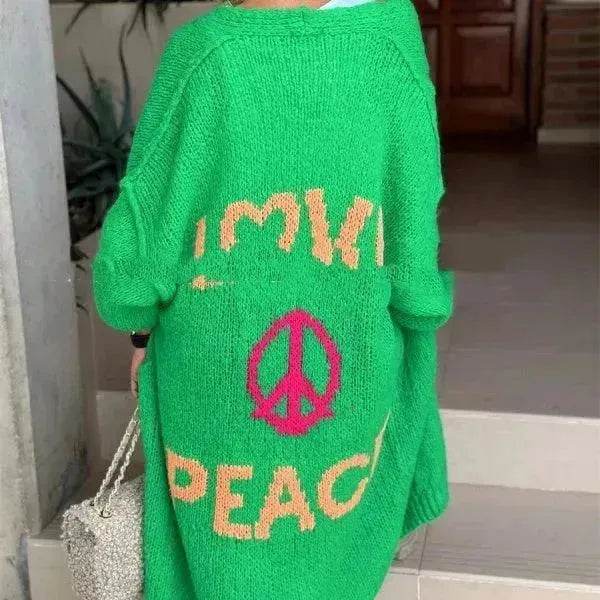 Women's Off Jacquard Casual Cardigan Sweater - www.Shopthatapp.com