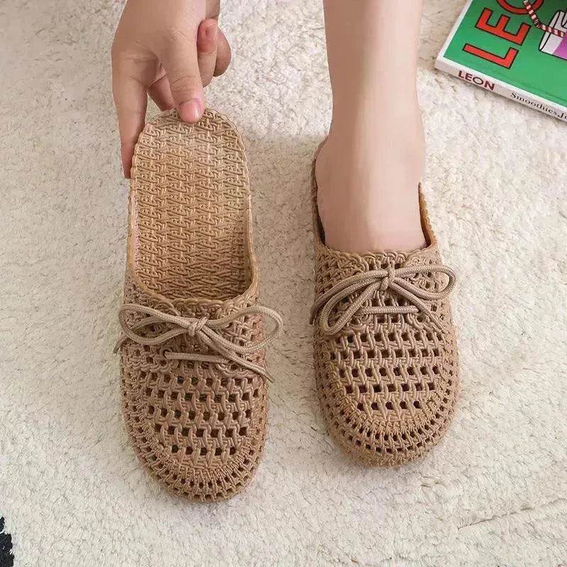Women's Outer Wear Sandals And Slippers Flat Bottom Beach Hollow Half Drag - www.Shopthatapp.com