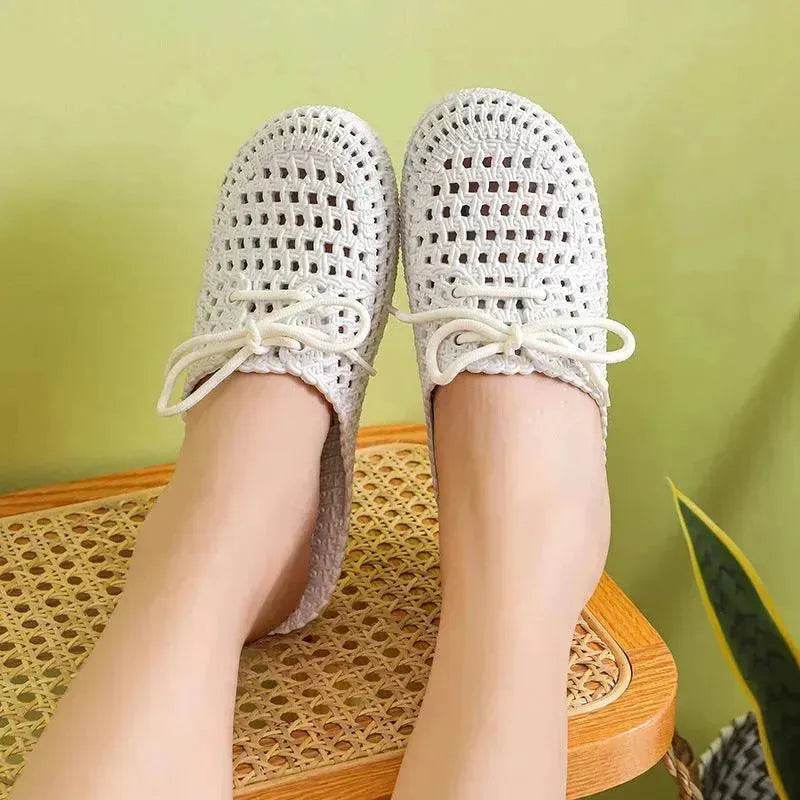 Women's Outer Wear Sandals And Slippers Flat Bottom Beach Hollow Half Drag - www.Shopthatapp.com