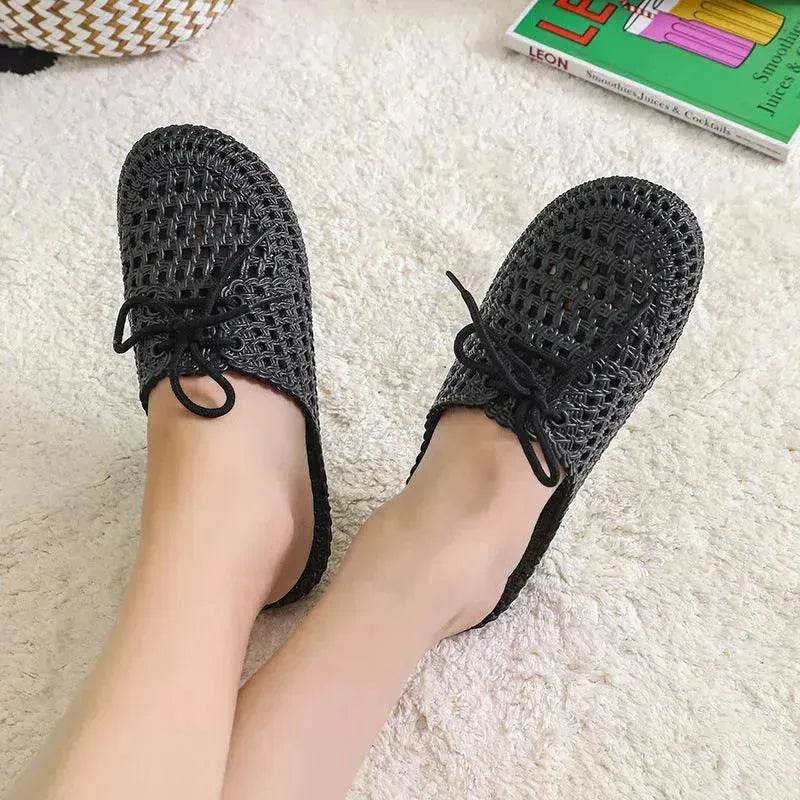 Women's Outer Wear Sandals And Slippers Flat Bottom Beach Hollow Half Drag - www.Shopthatapp.com