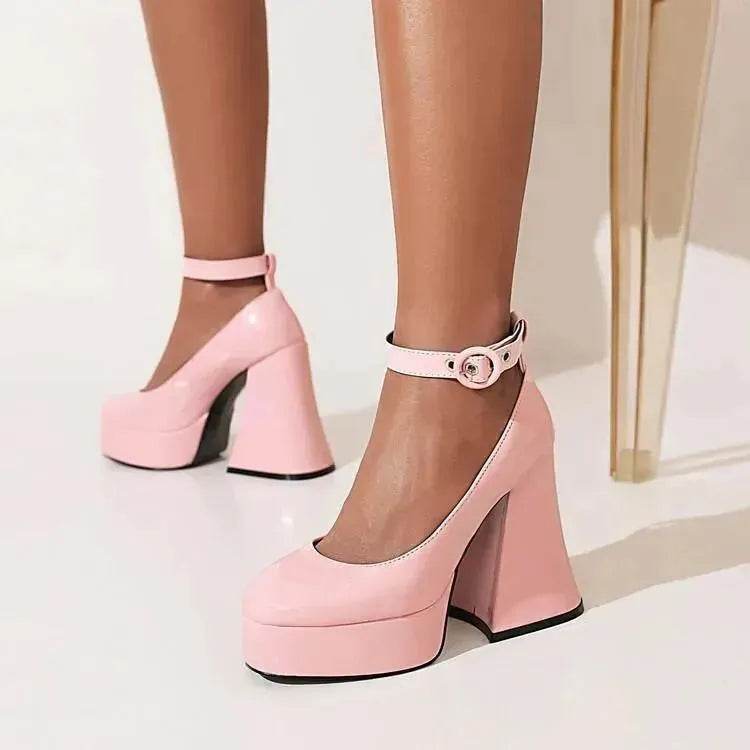 Women's Platform Thick Heel High Heel Shoes - www.Shopthatapp.com