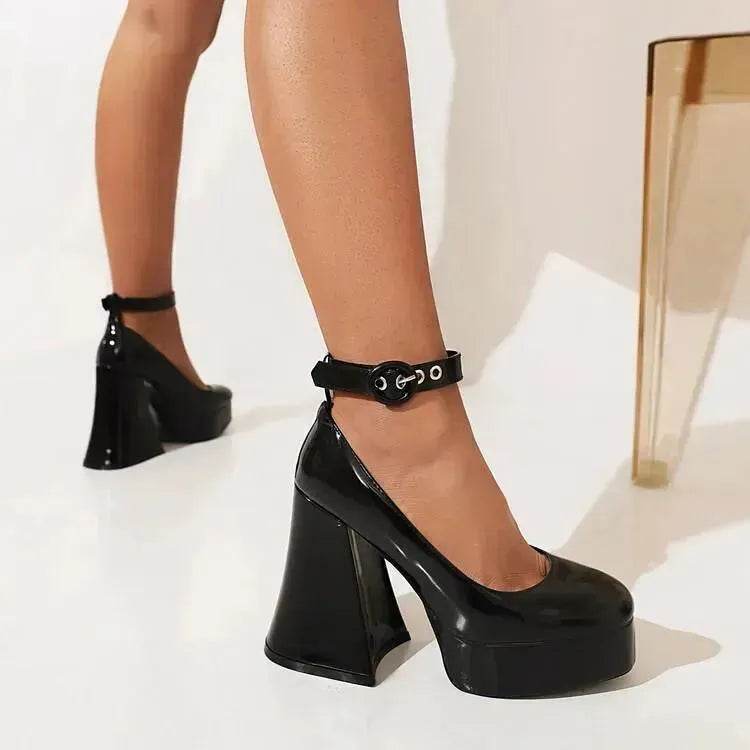 Women's Platform Thick Heel High Heel Shoes - www.Shopthatapp.com