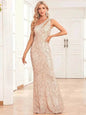 Women's Sequin Fully Lined Back Zip Evening Gown - www.Shopthatapp.com