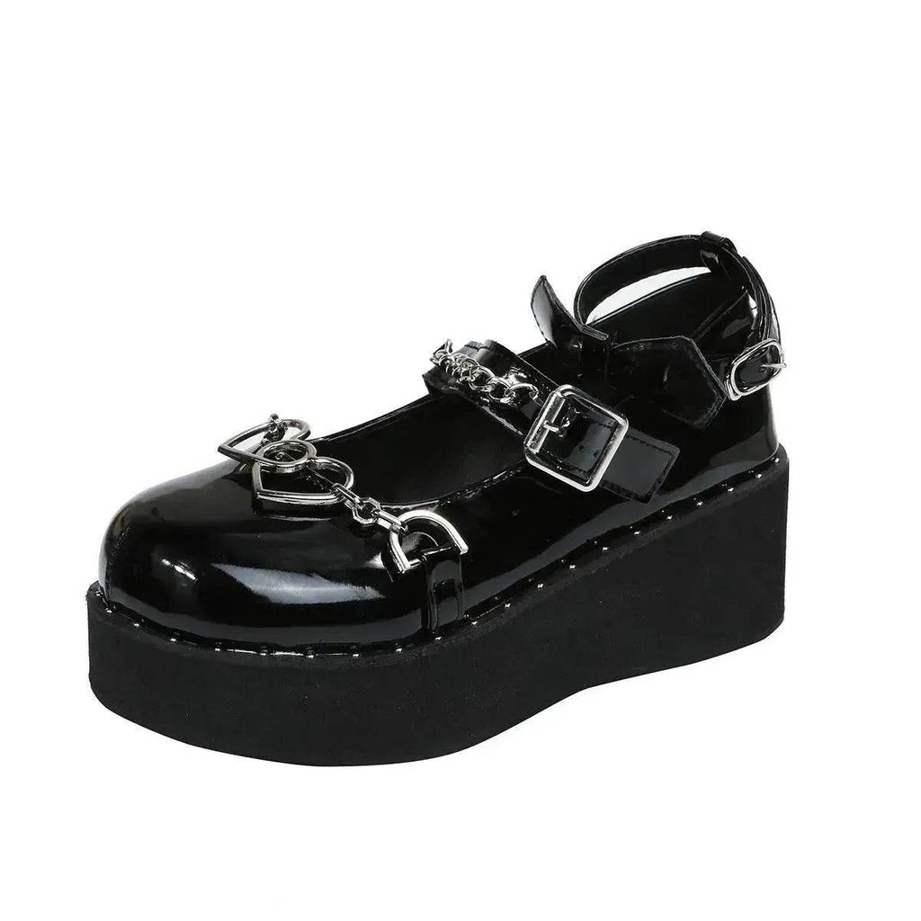 Women's Shoes Heightening Platform Chain Mary Jane High Heels - www.Shopthatapp.com