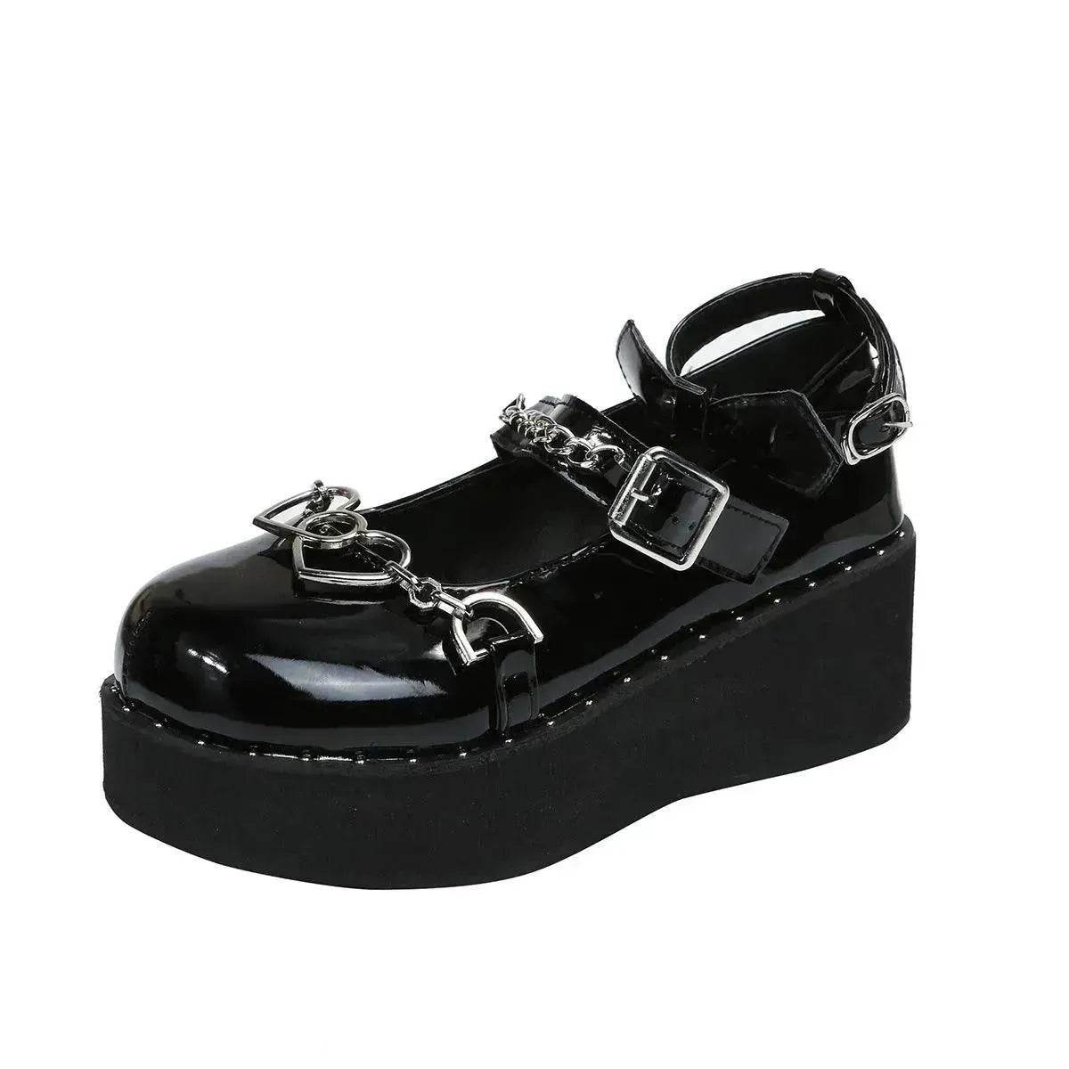 Women's Shoes Heightening Platform Chain Mary Jane High Heels - www.Shopthatapp.com