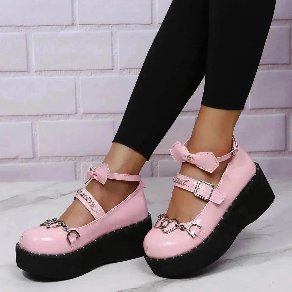 Women's Shoes Heightening Platform Chain Mary Jane High Heels - www.Shopthatapp.com