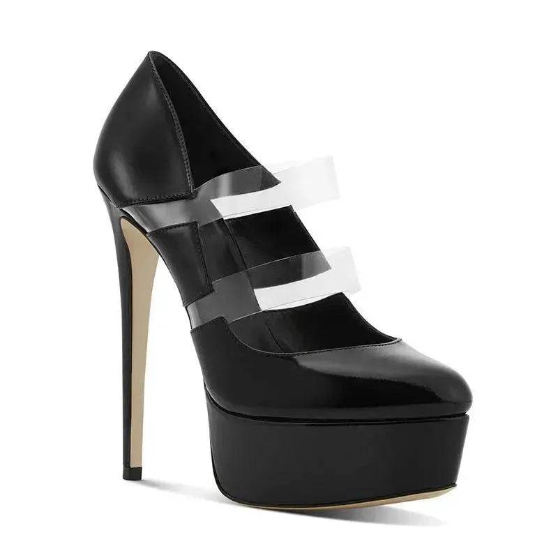 Women's Shoes PVC Stitching Platform High Heels - www.Shopthatapp.com