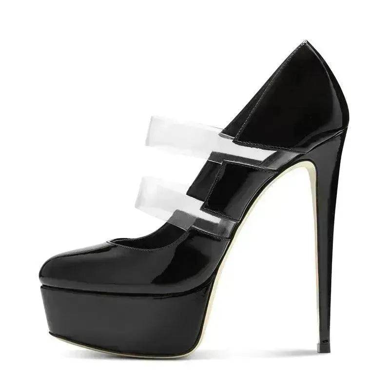 Women's Shoes PVC Stitching Platform High Heels - www.Shopthatapp.com