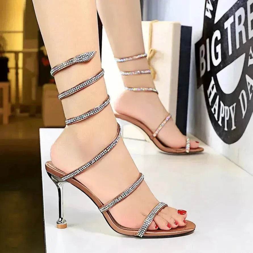 Women's Shoes Stiletto Heels Snake-shaped Winding Rhinestone - www.Shopthatapp.com