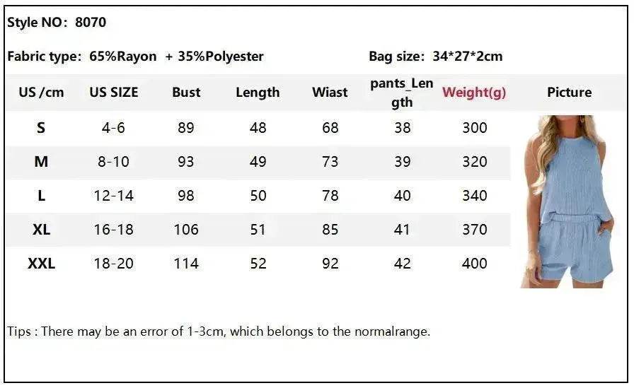 Women's Sleeveless Tank Top Shorts Striped Two-piece Suit - www.Shopthatapp.com