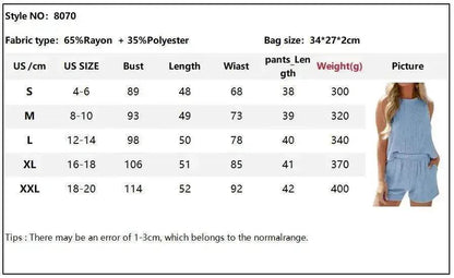 Women's Sleeveless Tank Top Shorts Striped Two-piece Suit - www.Shopthatapp.com