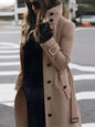 Women's Solid Color Button Slim-fit Woolen Overcoat - www.Shopthatapp.com
