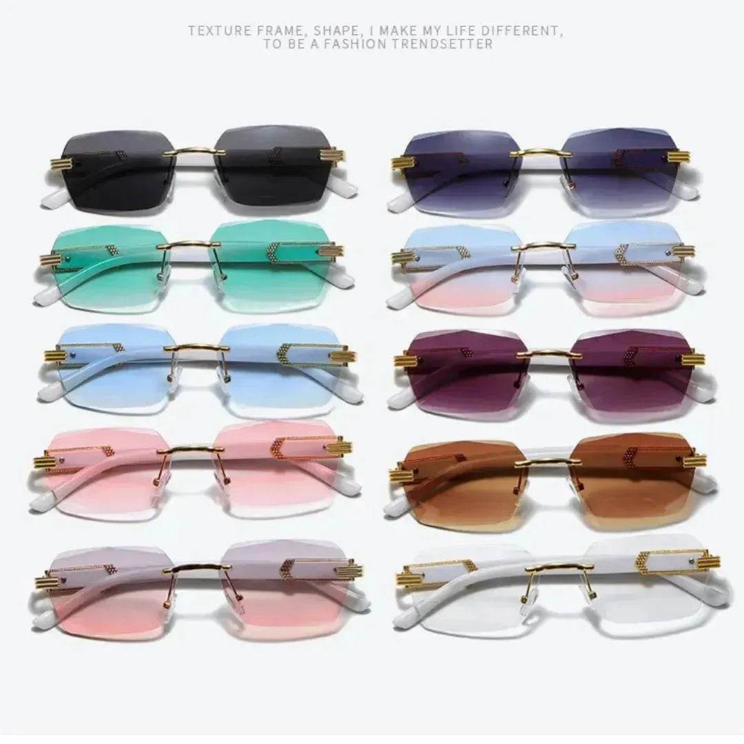 Women's Trimming Ocean Lens Rimless Sunglasses - www.Shopthatapp.com