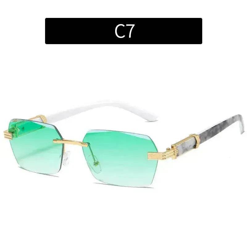 Women's Trimming Ocean Lens Rimless Sunglasses - www.Shopthatapp.com