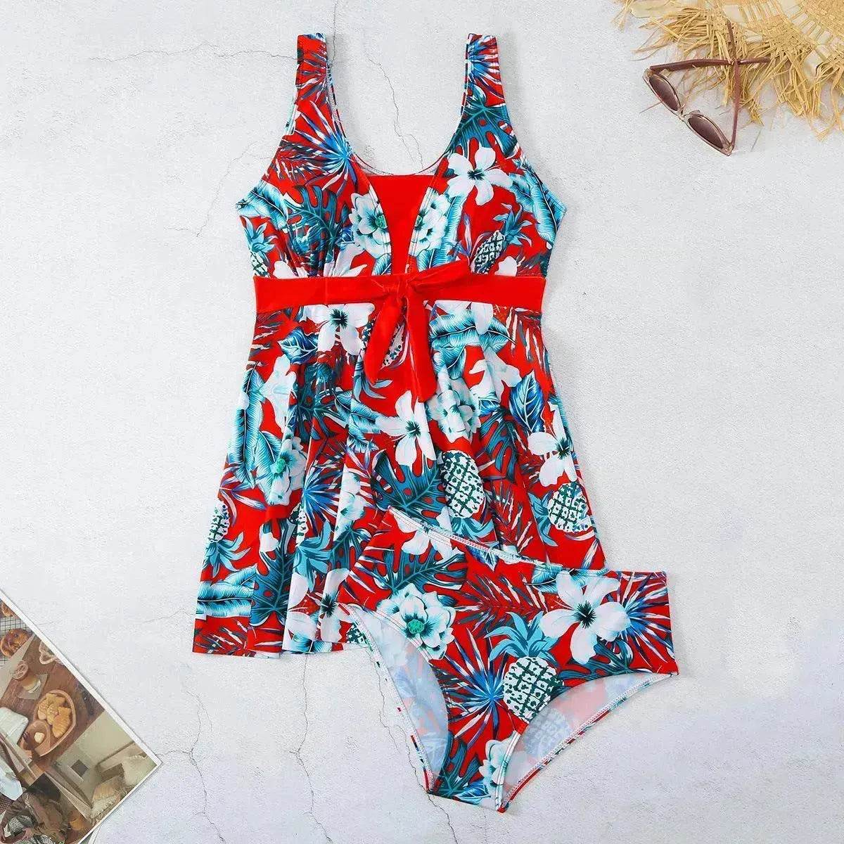 Women's V-neck Printed Split Bikini Swimsuit - www.Shopthatapp.com