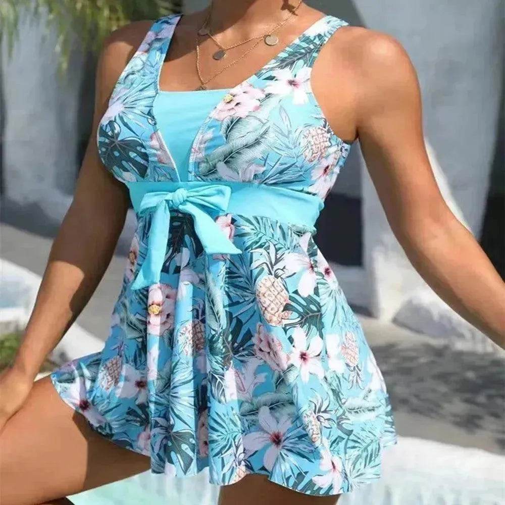 Women's V-neck Printed Split Bikini Swimsuit - www.Shopthatapp.com