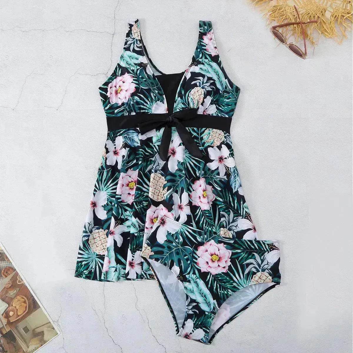 Women's V-neck Printed Split Bikini Swimsuit - www.Shopthatapp.com