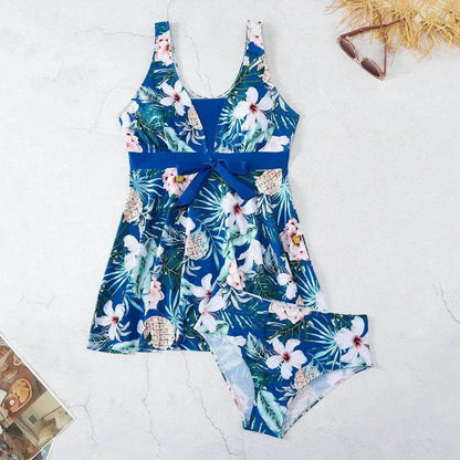 Women's V-neck Printed Split Bikini Swimsuit - www.Shopthatapp.com