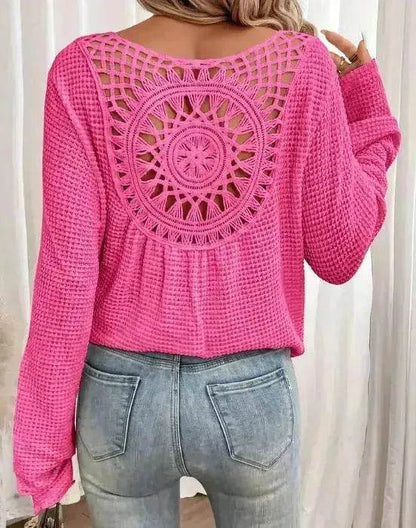 Women's V-neck Solid Color Fashion Knitted Blouse - www.Shopthatapp.com