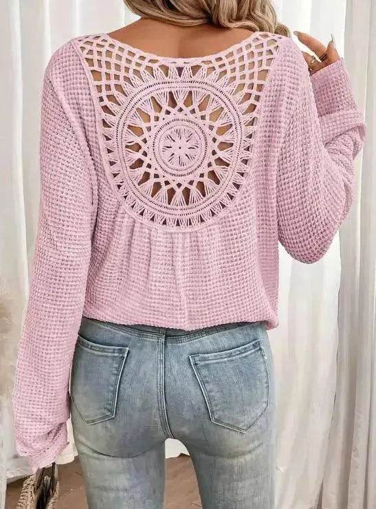 Women's V-neck Solid Color Fashion Knitted Blouse - www.Shopthatapp.com