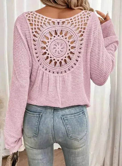 Women's V-neck Solid Color Fashion Knitted Blouse - www.Shopthatapp.com