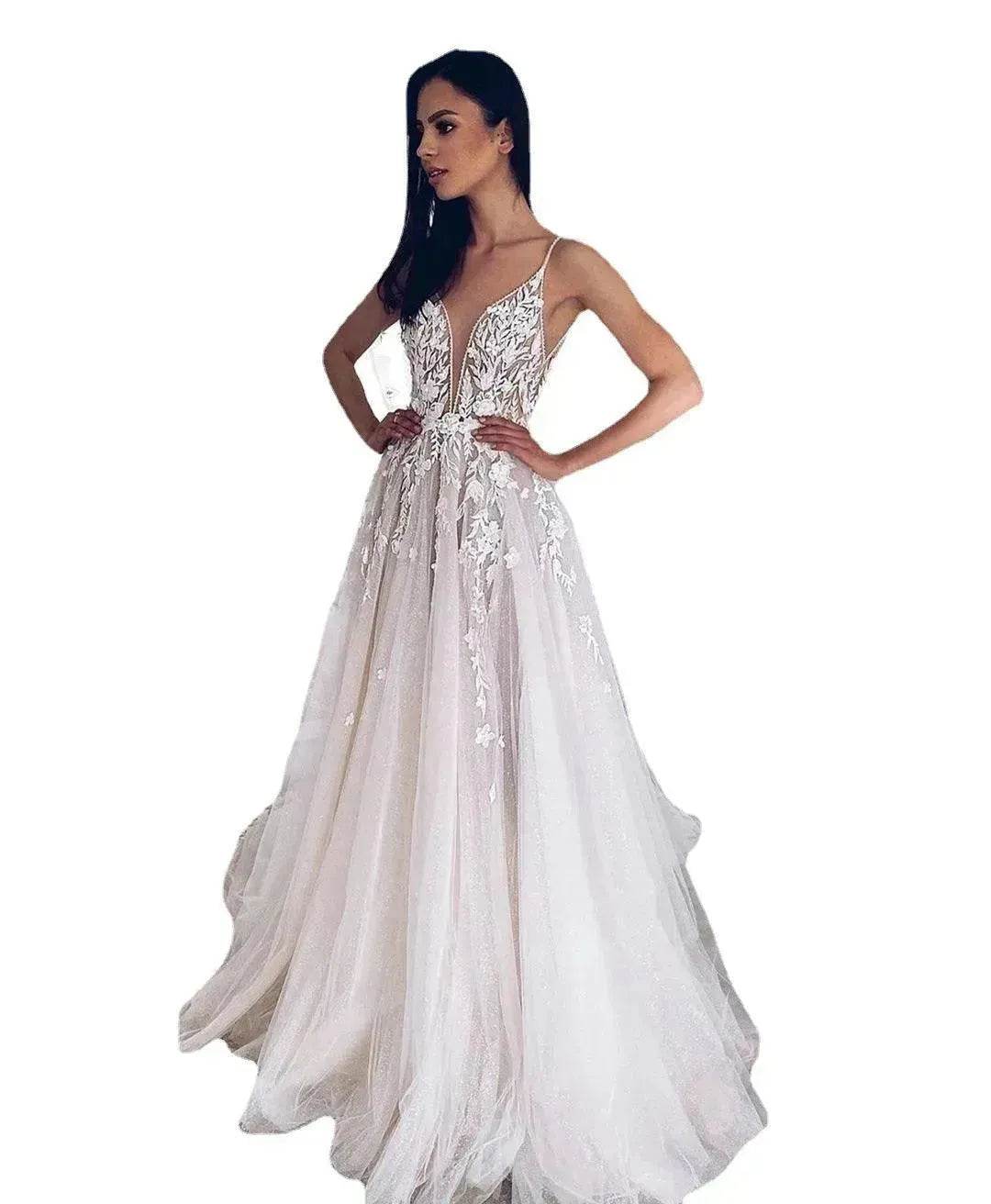 Women's White Evening Gown Wedding Dress - www.Shopthatapp.com