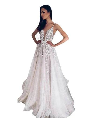 Women's White Evening Gown Wedding Dress - www.Shopthatapp.com