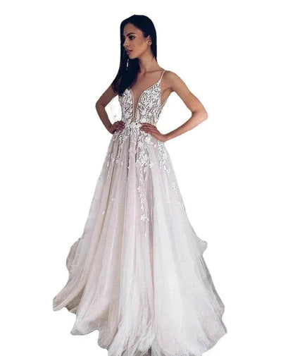 Women's White Evening Gown Wedding Dress - www.Shopthatapp.com
