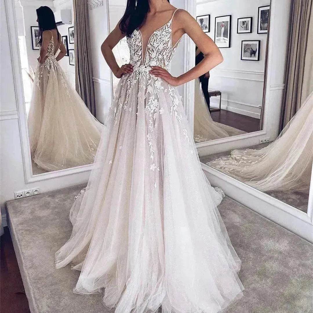 Women's White Evening Gown Wedding Dress - www.Shopthatapp.com
