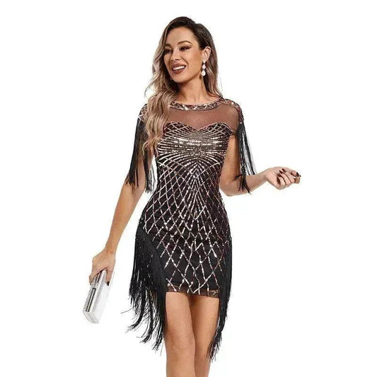 Women Sequined Vintage Party Nightclub Embroidery Mini Dress - www.Shopthatapp.com