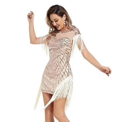 Women Sequined Vintage Party Nightclub Embroidery Mini Dress - www.Shopthatapp.com