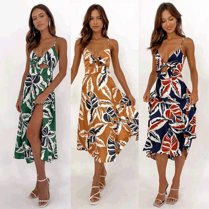 Women Sweet Split Sleeveless Floral Midi Dress - www.Shopthatapp.com